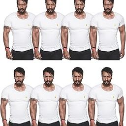 Men's Cotton Solid White Vest With Sleeve Pack of 8-image-26