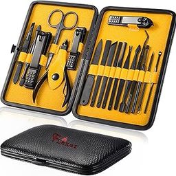 FLEXER Manicure Set Nail Art Grooming Kit Stainless Steel Nail Clippers Pedicure Tools For Women And Man (Black)-image-45