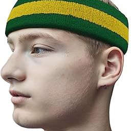 Couver 3 Striped Large Thick Wide Basketball Headband pro[1 Piece] (Green / Yellow / Green)-image-50