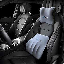 Firtero Car Neck & Lumbar Support Pillow Set – Memory Foam Cushions for Pain Relief & Posture | Ergonomic, Breathable, Soft-touch Fabric | Universal Fit for Car & Office Chair (Neutral Grey, Set of 1)-image-42