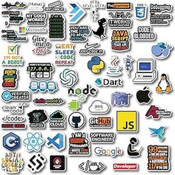 D2C Programmer, Coder, Developer, IT Professional Stickers - Pack of 63 Glitter Finish Waterproof Stickers for Laptop, Journal, Scrapbook, Diary, Guitar, Mobile-7