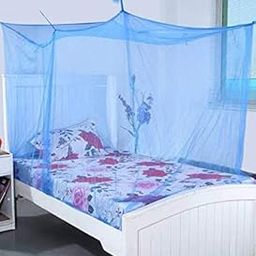 YEEBAY Polyester Insect Protection Square Hanging Machardani Mosquito Net for Bed (7X7 Ft_Blue)-22