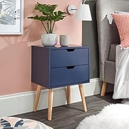 Device Bas with BROWN ART SHOPPEE 2-Drawer End Side Table With Drawer And Solid Wood Legs, Bedside Table For Bedrooms, Mid-Century Modern Drawer Storage Cabinet For Bedroom & Furniture (Black)-13