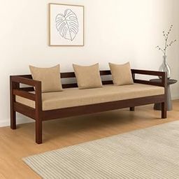 SUNCOM Premium Sheesham Wood Diwan Sofa Set for Livingroom & Office | Wooden Three Seater Sofa for Home Furniture | 3 Person Sofa Settee for Bedroom Couch (Walnut Finish, Beige Cushion)-image-75