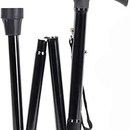 MCP Jindal 4 Folding Sections Aluminium Foldable Walking Stick for Men, Women & Old People Support, Trekking Cane Stick (Black)-17