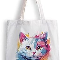 Canvas Tote Bags for Women, College Bag for Girls, Tote Bag for Shopping, Travel & Beach Bags for Women - Cat - D No - 088-image-95