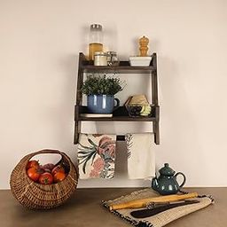 Symplify Calista Wooden countertop Shelf Ladder || Wooden Multipurpose Dish Rack/Storage Shelves for Kitchen Cabinets/Oil Stand | Jars and Bottle Holder & Decor Item-image-14