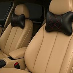 FAMEXON Universal Car Neck Rest Pillow Cushion Set, Durable Micro Fiber Ergonomic Headrest, Breathable Neck Support, Long Drives, Car Seat Accessory, SUVs, Trucks, Sedans, All Vehicles-16