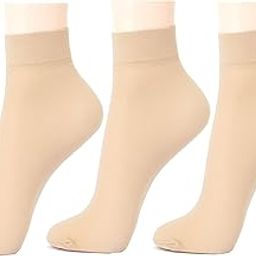 Ultra-Thin Transparent Sheer Net Skin Ankle Length No Show Women/Girl Socks(Set of 3 Pair)-36