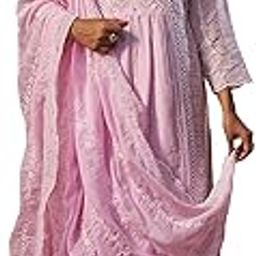 Women's Anarkali Pure Cotton Ethnic Motifs Embroidered Kurta & Pant with Dupatta Set (IEOUT10203)-picture-31