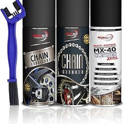 MIKANIX Combo of Chain Cleaner + Chain Lube + MX-40 Rust Cleaner | Cleaning Brush | Protects Bike Chain | Rust Remover | Jammed locks | Industrial Machinery & Household Items (1500ml, Pack of 4)-2