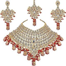 Traditional 18k Gold Plated Designer Blue Color Dulhan Choker Kundan Bridal Set (2380-L1SK-KD124-PARENT)-picture-4