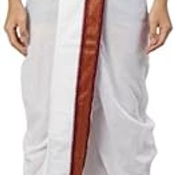 Men White Solid Pure Cotton Panchakacham Dhoti Pants with Angavastram Set-picture-21