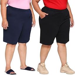 Women's Plus Size Long Shorts - Pack of 2-picture-46