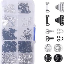 HASTHIP® 50 Pairs Hook and Eye Sewing Hook Sewing Button Kits 3 Styles Sewing Buttons Kits for Garment Closures, Skirts Closures, Shirt Closure, Pants Closure-picture-24