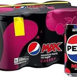 Pepsis Max Cherry Flavor Maximum Taste No Sugar Cans 6 x 330ml (Imported UK)-picture-14