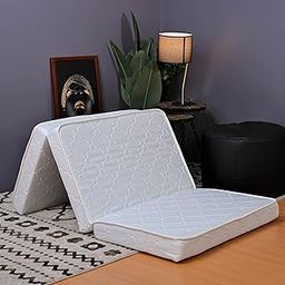 Rexal Home Tri-Fold Foam Mattress (Single Size 180 x 90 x 10 cm), Foldable Mattress for Single Bed, Heavy Duty Knitted Cover, White-image-63