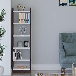 Anikaa Colton Engineered Wood Floor Standing Bookcase/Book Shelf/Wooden Bookshelf/Space Saving Display Storage Rack Books Holder in Living Room Office - Wenge/White-14