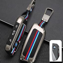 FlyPico Metal Silicon Water-Proof Car Key Cover Compatible with BMW Side Button 2023 New 7 Series 740i 760i X1 X7 XM IX I7, X5 4 Button Smart Key Special Feature Visible in Low-Light Condition-32