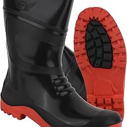 ELECANT 11 inch Boot Flexible PVC, Puncture & Tear Resistant,Anti-Static,Anti-Slip,Oil/Water/Acid Resistance, GumBoot for Men's (RED)-image-20