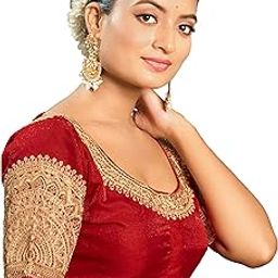 Women's Readymade Blouse Embroidery Multi Coding Dull Golden Sequence Work Indian Ethnic Designer Stitched Readymade Saree Half Sleeve Blouse for Women for Saree Lehenga Choli-image-4