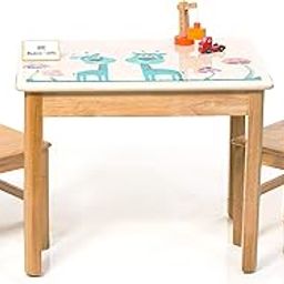 Modern Kraftz 2 Seater Wooden 'Giraffe and Colorful Mushrooms' Themed Kids Table Chairs for Kids Room-image-50