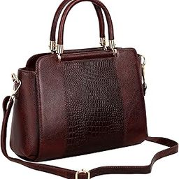 Leather Accessories Full-Grain Natural Cro Leather Top-Handle satchel Handbags & Shoulder Sling Bags For Women Office Branded Stylish Latest Size- L-13 X H-9 x W- 5.5 Inch-picture-13