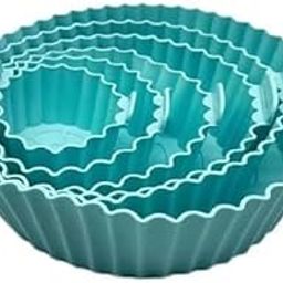 MOBDESK 6 Pcs Heat Resistant Baking Trays Air Fryer for Oven, Dishwasher Safe Round Reusable Non Stick Air Fryer Accessories Ideal for Home Silicone Coating Pot Basket for Microwave (Blue)- Ur-19183-image-69