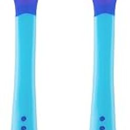 BUYMZ Tiny Love Heat Sensitive Baby Feeding Spoons Set|Food Grade PP Kids & Baby Spoon with Soft Silicone Tip| Color Changing| BPA Free| FDA Apporved|2 pcs Blue,13 Centimeter-image-21