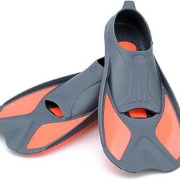 Kids Short Light Swim Fins Flippers for Swimming Snorkeling Training Grey & Orange 4XS yunfu-image-60