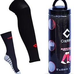 CAPTAIN SLEEVE PLUS Ankle Length socks, Over the Knee leg sleeves Solid Football Stockings,UV ray Protection Football Socks-56