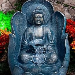 SwarnNest Interiors Leaf Buddha Water Fountain for Home, Office, Garden | Housewarming Gift| with Maintenance Kit| Home Decor Water Fountain, Buddha Fountain (Lime Green)-image-84