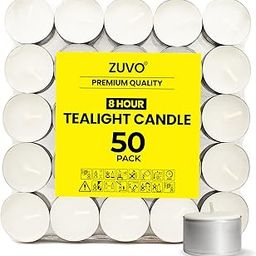 8 Hour Tea Lights Candles (50 Pack) - White Long Lasting Tea Lights -Smokeless & Unscented Candles - Party Candles- for Weddings - 3.8 x 2.3 CM, 8hr-17