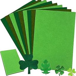 20 Pieces St. Patrick's Day Green Felt Fabric Sheets, 8 x 12 Inch Palm Leaf Soft Non Woven Assorted Color Felt Fabrics, Squares Sewing Patchwork Felt Craft for St. Patrick's Christmas DIY-9