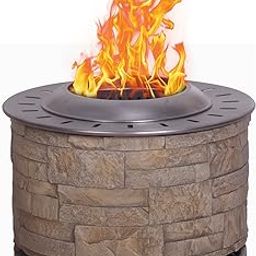 Solwet Stackstone Brown Outdoor Smokeless Wood Fireplace, Fire Pit (52 x 52 x 38 cm), Stainless Steel Top & TerraFab Base with Weather Cover for Camping,Patio, Garden, and Backyard-image-60