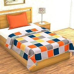 Single Bed Quilt Cover/Duvet Cover/Rajai Cover/Blanket Cover with Zipper (60 X 90 Inches, Orange)-image-28