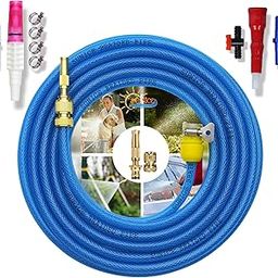 SUNICE 30 Meter Braided Blue Flexible Hose Pipe, Spray, Adapter (Pipe Diameter: ½’’ inch, 0.5 Inch, 12 mm) Gardening, House Cleaning,Car and Bike Washing Hose Pipe Spray Gun (30 METER, BRAIDED BLUE)-image-1