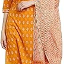 Women's Orange Coloured Pure Cambric Cotton Floral Embroidered Kurta Set With Dupatta-image-3