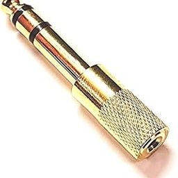 ESPtronics (1 Pc) 6.5mm to 3.5 mm Converter Mic Microphone 6.35mm Mono Plug to 3.5mm Mono Jack Splitter Music Gold Metal Audio Adapter-picture-3