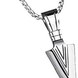 Men's Fashion Jewellery Solid Cool Spear Point Arrowhead Pendant Necklace With Chain For Boys Men Men's Necklace Triangle Arrow Pendant Men Jewelry-Gift for Him Chain Men Boys-image-65