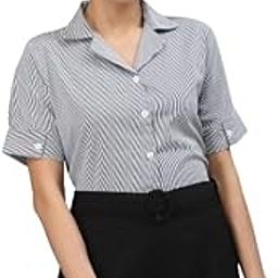 Women Navy Blue Smart Striped Formal Shirt-image-44