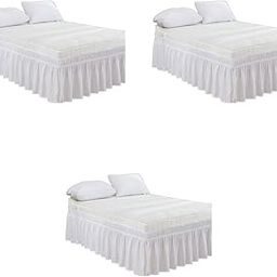 HASTHIP® White Pleated Bed Skirt for Double 78x80 Inches 15 Inches Drop Polyester Cotton Blend Shrinkage and Fade Resistant Easy Install Bedroom Decor Essential 3PCS-image-49
