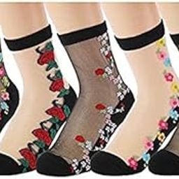Ankle Length Different Net Flower Special Function & Spandex Socks Summer nylon Socks For Ladies/Girl's/Women's indoor & Ourdoor uses, Multi Color multi Pattern Socks 2 Pairs-11