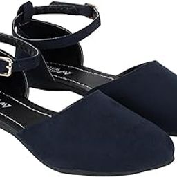Women’s Suede Ankle Strap Bellies | Elegant Round Toe Flats with Buckle Closure for Office, Casual-image-66