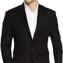 Men's Slim Fit Cotton Blend Party, Casual, Formal wear Single Breasted Blazer for Mens (34, Dark Black)-picture-1