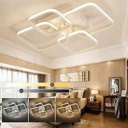 SHRI MAHAL ANTIQUES LED Ceiling Light with Remote Control, White Acrylic Modern 3-Color Ceiling Light Flush Mount for Living Room, Bedroom, 58x45x12cm-12