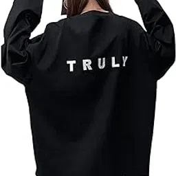 sxv style SXV 'Truly ' Printed Cool Aesthetic Oversized Full Sleeve T-Shirt-picture-37