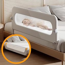 Ssonlun Baby Bed Rails Guard - Foldable Toddler Bed Rail, Kids' Bed Rails & Rail Guards,Safety Bed Fence Protector Rail, Adjustable Heights Bed Guard Rail for Queen King Twin Bed Kid (1.5 M)-image-18
