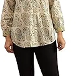 w for woman Ecru Hand Block Printed Shirt-picture-9