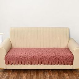 Yellow Weaves Quilted Velvet 3 Seater Sofa Cover Protector with Frill, Anti-Slip Sofa Cover Seat Mat (68 x 26 Inch), Rose Gold-image-15